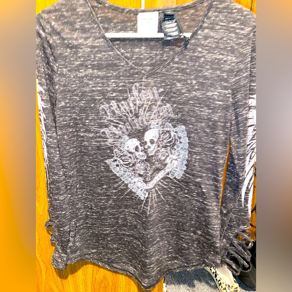 GUC Womens Harley Davidson Top Cit Out Long Sleeve